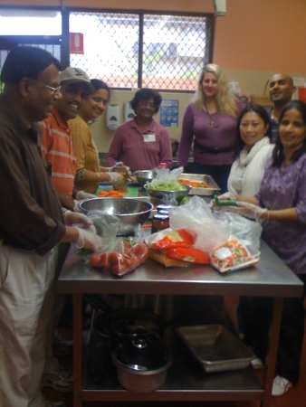 Devotees engaged in selfless service